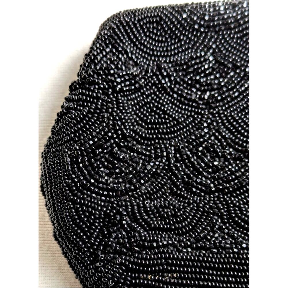 Vintage Walborg black beaded evening clutch made in Belgium by hand mid century - Picture 2 of 7